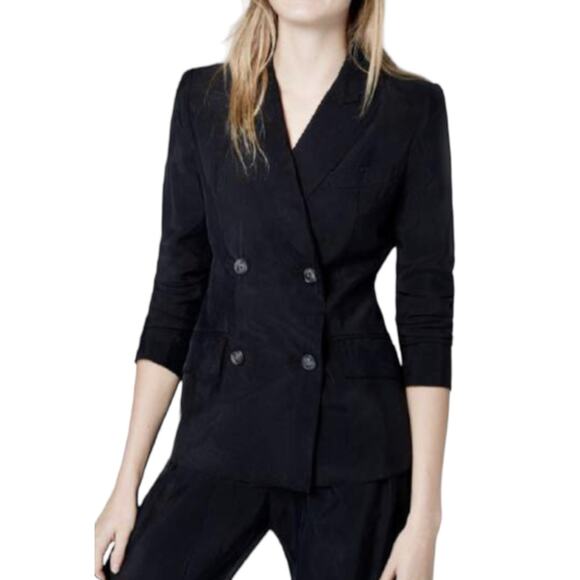 Smythe DB Tuck-In Blazer Double Breasted in Black Size 4 Super Soft Revolve - Picture 1 of 16